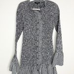 J.Crew  Black White Smocked Gingham Mini dress Ruffle Sleeves Small NEW Photo 1