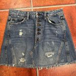 Free People  Distressed Detail Denim Mini Skirt Size 26 Photo 0