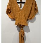 Current Air Anthropologie Top Womens XS Tie Wrap V Neck Open Back Leopard Print Photo 2