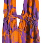 AFRM Nor Purple Orange Hibiscus Tropical Floral Print Hawaiian Halter Maxi Dress Size M Photo 7