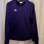 Adidas Climalite Jacket Half Zip Thumb Hold Sleeves, Purple w White Stripes, L Photo 2