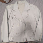 Rebecca Minkoff  Sz S - Baby blue leather moto jacket 3/4 sleeves Photo 0