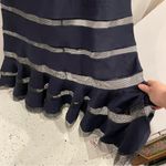 Tadashi Shoji Stunning  maxi dress navy with black mesh inserts mermaid magic Photo 6