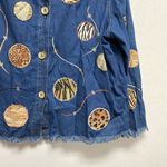 Julia Kim Plus 2x Denim Shirt Patched Jacket Animal Print Art To Wear Boho 90s Photo 1