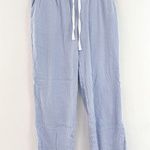 Magnolia Grace Women's Linen Wide Leg Pants Medium Pull On Blue Stripes Breezy Photo 0