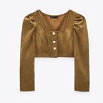 ZARA Corduroy Long Sleeve Crop Top, Size S, NWT Photo 9