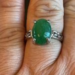 Green jade silver ring size 8.5 Photo 8
