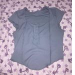 SheIn size large ribbed cropped tee shirt grey or sky blue Photo 1