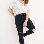 Madewell Petite 9 Inch Mid-Rise Skinny Jeans in Black Sea Size 26P Distressed Photo 0