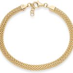 18K Gold Over Sterling Silver Italian 5mm Mesh Link Chain Bracelet for Women, 925 Made in Italy Photo 2