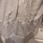 Loft  Women's Blouse Top L‎ White Black Square Dot Tie Neck Long Sleeve Career Photo 4