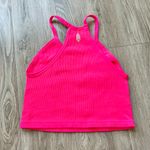 Free People Movement Happiness Runs Long Crop Ribbed Tank in Hot Pink Size M/L Size L Photo 4