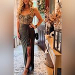 Katie May  x‎ Revolve Willow Olive Green Lace Bustier slit Maxi gown Dress size M Photo 1
