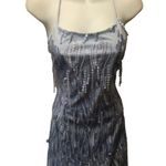 Lulus Making Magic Strappy Mini Dress XL Shimmery Fringe Ice Blue Criss Cross Photo 0