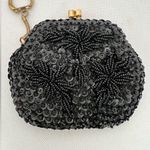 VINTAGE: Handmade kissy lock beaded coin purse. Black Photo 2