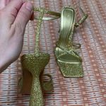 ZARA Sparkle gold glitter sandal evening heels prom wedding party cocktail hour shoes Photo 2