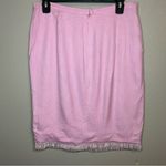 VALENTINO vintage pink 100% silk beaded fringe pencil skirt women's size 12 Photo 1