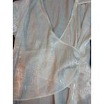 ZARA White Sheer Ruched Wrap Blouse Long Sleeve Shirt Top Womens Size S Photo 3