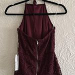 Haute Monde Burgundy Wine Crochet Lace Halter Romper NWT Medium Photo 4