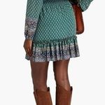 Veronica Beard NWT Destiny Printed Smocked Mini Dress in Seaglass Size 0 (XS) Photo 1