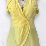 BCBG MAXAZRIA Butter Yellow Coquette Silk Fairy Babydoll Halter Cami Top S Photo 0