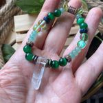 Handmade  Green Jade Natural Gemstone Stretch Bracelet Photo 1