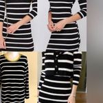 Hidden Path of Light Striped Trendy Mini Dress Long Sleeves/Made in Korea Black Photo 1