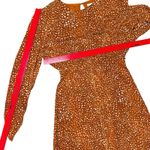 Mango MNG By Large Prairie Tea Dress Long Puff Sleeve Maxi Orange Modest Keyhole Photo 9