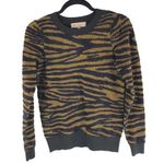 Philosophy Sweater Crew Neck Tiger Stripe Textured Brown Black XS Photo 0