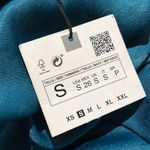 ZARA NWT Teal Satin Effect V-Neck Midi Dress Festive Holiday Photo 5