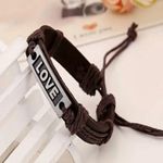 Unisex Brown Leather Bracelet “Love” Photo 2