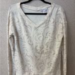 Athleta Women XS Coaster Luxe V-Neck Sweatshirt Paisley Cream Relaxed Fit Cozy Photo 1