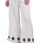 Calypso St. Barth  white linen embroidered flowy pants Photo 0