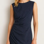 Mango Navy Pinstripe Mini Dress Photo 0
