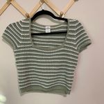 Hollister  Green and White Crochet Knit Crop Top size Small Photo 1