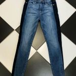 frame denim Le High Skinny Crop Two Tone Denim Panel Jeans Kenya Navy Blue sz 24 Photo 3