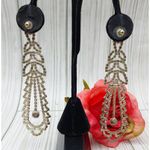 Crystal Chandelier Statement Earrings 4" Runway Drop Dangle Silver Photo 1