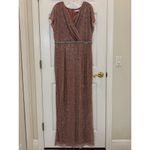 Mac Duggal NWT 93787 Pink Beaded Wrap V-Neck Cap Sleeve Dress Size 14 Photo 3