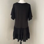 Alya  Women's Shirt Dress Round Neck Ruffled Midi Bell Sleeve Black‎ Size Medium Photo 4