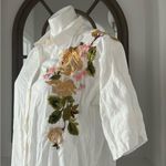 Johnny Was 3J by  Button Front Shirtdress with Floral Embroidery, White Size L Photo 4