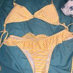Cupshe Yellow and White Striped Ruffled Bikini Photo 2