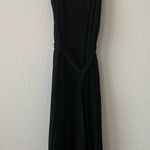 Theory Pleat Maxi Dress Black M Cotton Blend A Line Slip Lined Photo 3