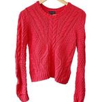Topshop  Hot Pink Open Knit Long Sleeve Round Neck Sweater US Sz 2 Photo 0