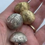 Vintage MCM two pair half dome clip earrings silver & gold tone. Photo 4