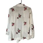 Mishca White Floral Long Sleeve Linen Opened Front Tie Knot Blouse Women Size L Photo 1