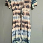 Liberty Love Tie Dye Swim Cover Tie Waist Wrap Blue Brown Green Cream Size M Photo 0