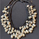 ZARA Statement Adjustable Choker with Pearl Drops & Braided Leather Tie Photo 0