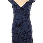 Guess Vintage 1981 Black & Blue Floral Denim Bodycon Cut Out Back Dress Size 4 Photo 1