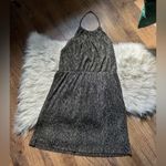 Lulus LULU’S Turn Up The Shine Black And Gold Metallic Halter Mini Dress Photo 4