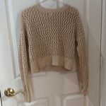 Old Navy Chunky Knit Tan Sweater crochet crop top size small Photo 0